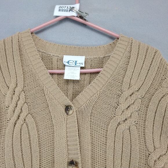 NWT Vtg 90s Cricket Lane Cardigan Sweater Women's L Cable Knit Autumn Harvest - Picture 10 of 10